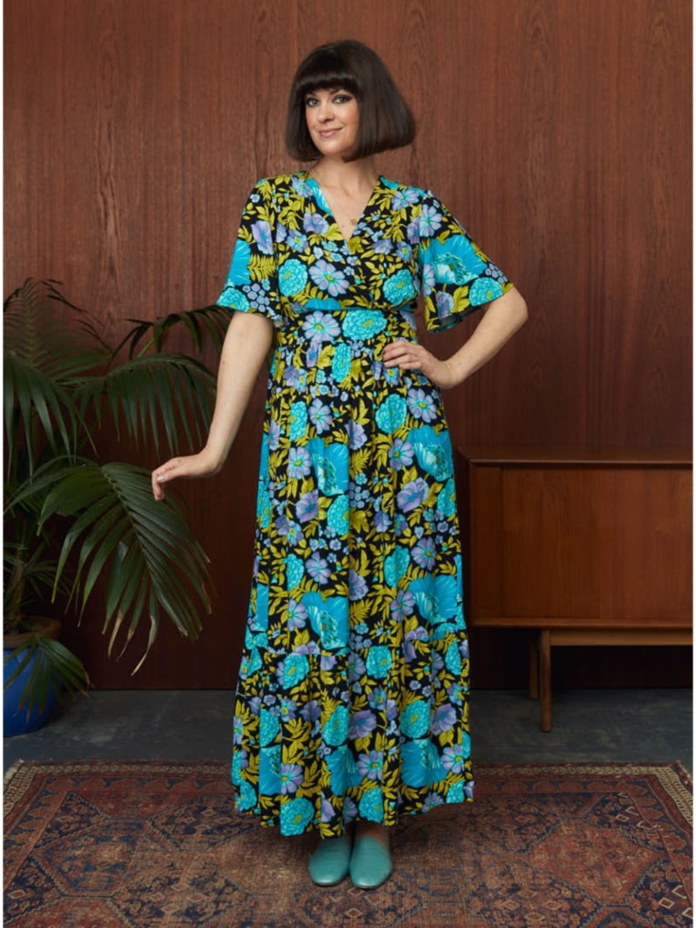 Joanie x Dawn Porter Floral V-Neck Long Dress Albertini Floral Size 6